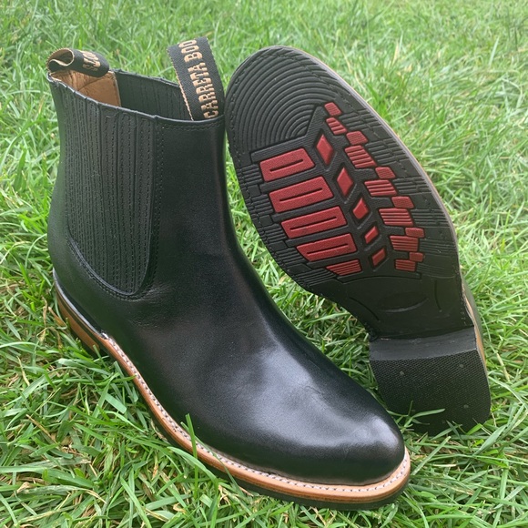 MEN’S BOTIN COWBOY SLIP ON ANKLE-ROUND BOOTS BLACK